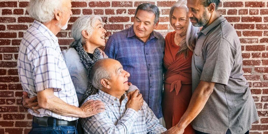 Senior Residents Socializing in Assisted Living Facility